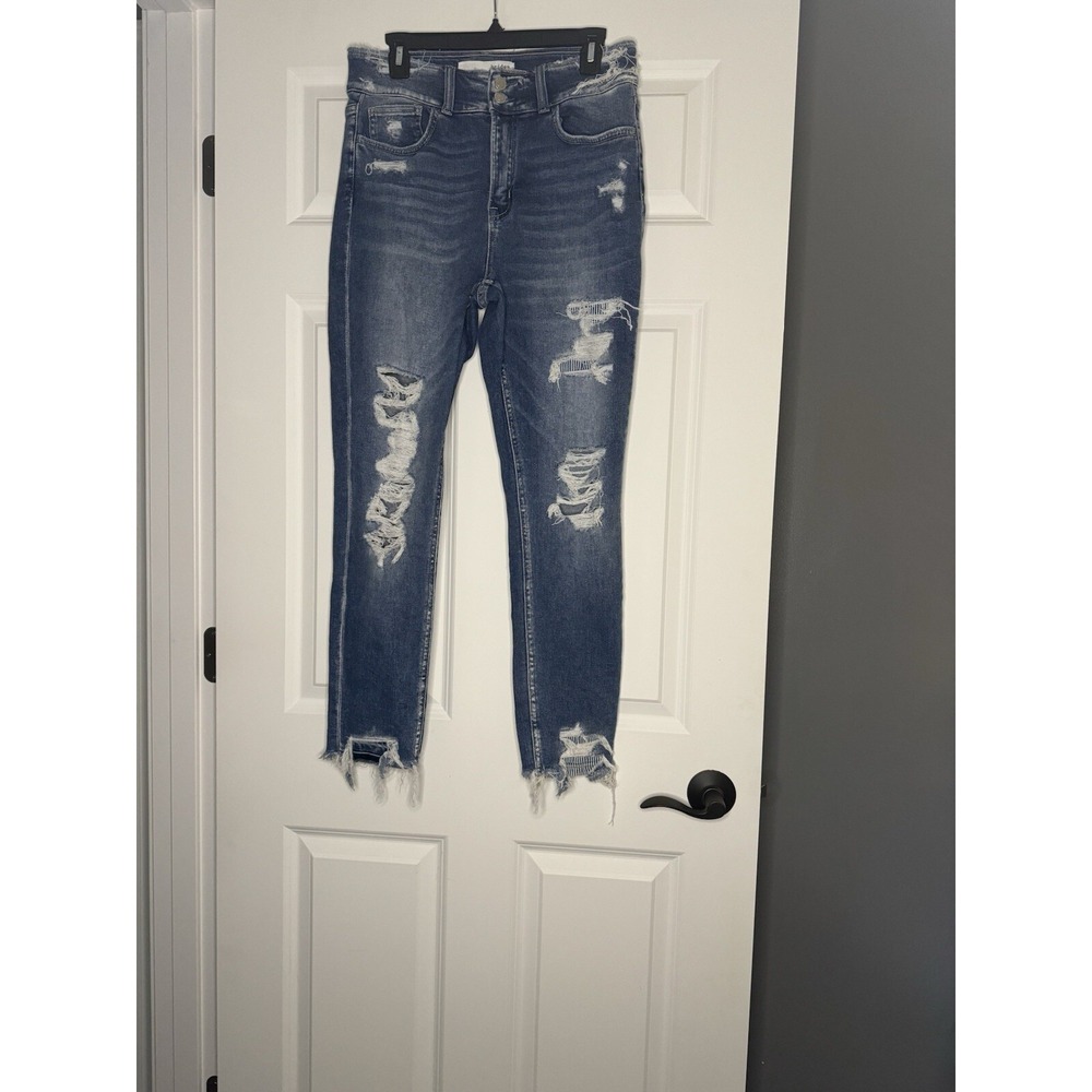 Bridge By Gly Distressed Raw Hem Denim Jeans Size 30 Blue